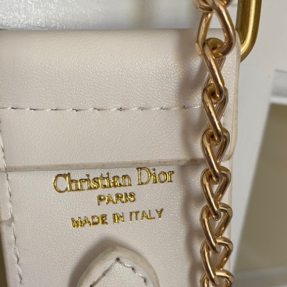 Dior Embossed Cream Clutch with Gold Accent - Picture 5 of 5
